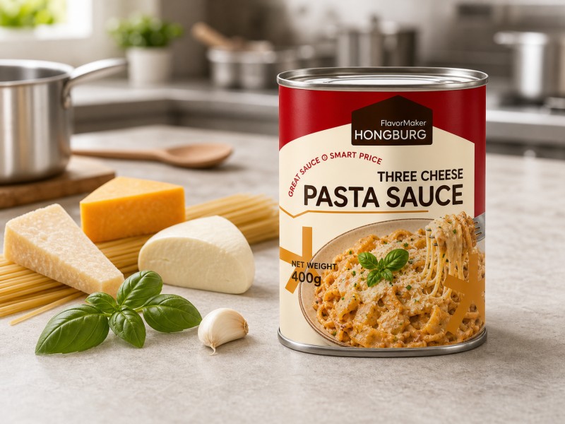 Sos Pasta Tiga Keju Berkrim untuk Memasak dan Persediaan Makanan